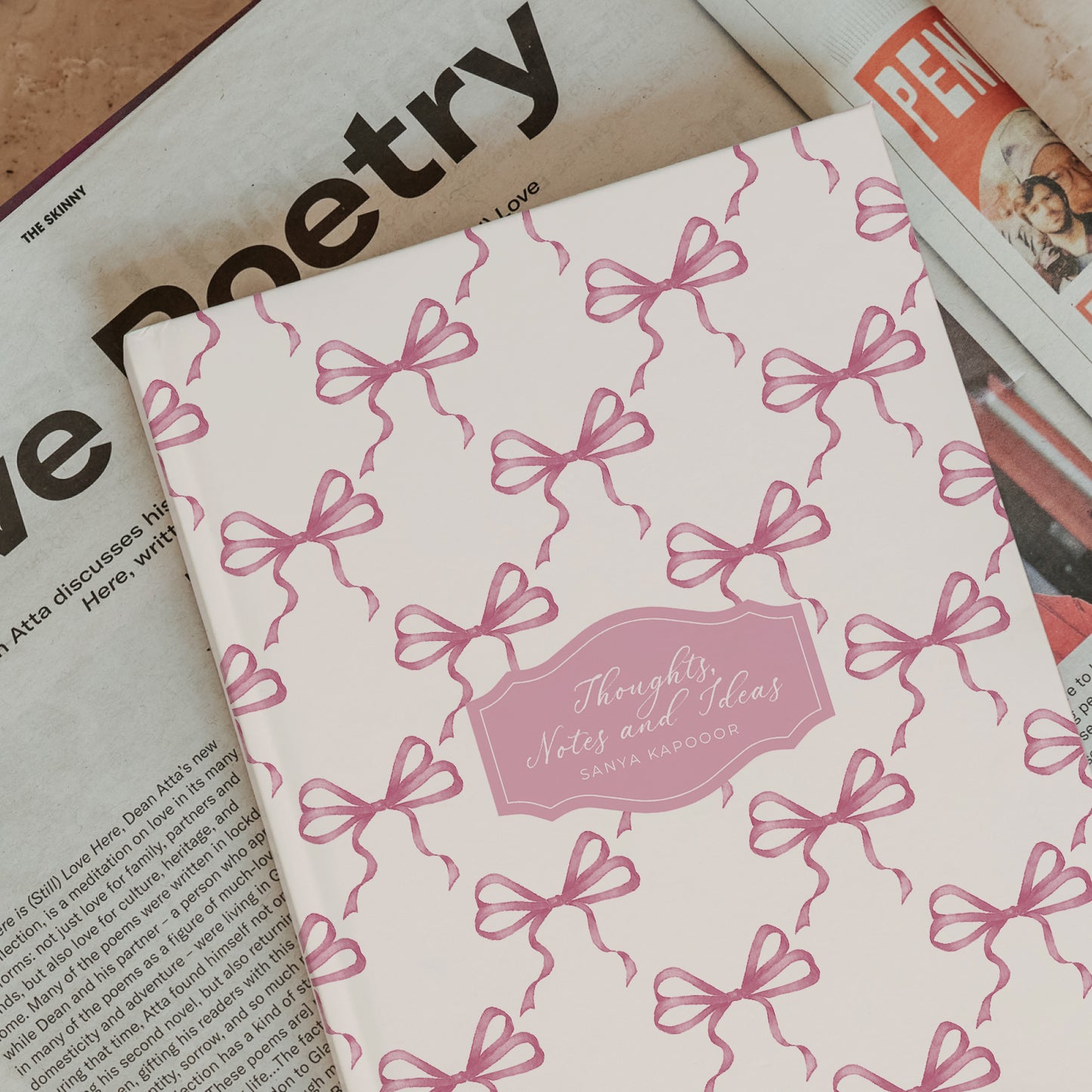 Coquette, Pink Ribbons, Ribbons, Hand drawn ribbons, Pink Ribbons, Ribbons Notebook, Journal, Graphic Notebook, Typography Notebook, Plain Notebook, Ruled Notebook, Dotted Notebook, Bullet Journal, Personalised Notebook, Custom Notebook