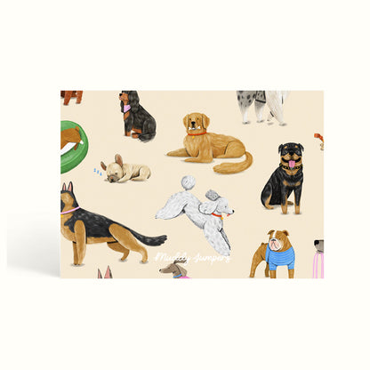 Puppy, Dog illustration, Dog pattern, Notecards, handwritten notes, notemaking, notes, scalloped design, stationery, personalised notecards, personalised notes, custom notecards, the muddy jumpers
