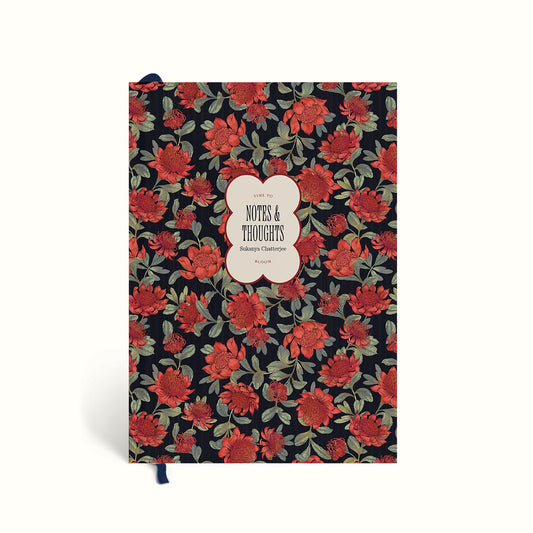 Vintage Notebook, Floral, floral illustration, pink flowers,  Hand drawn ribbons, Pink Ribbons, Ribbons Notebook, Journal, Graphic Notebook, Typography Notebook, Plain Notebook, Ruled Notebook, Dotted Notebook, Bullet Journal, Personalised Notebook, Custom Notebook