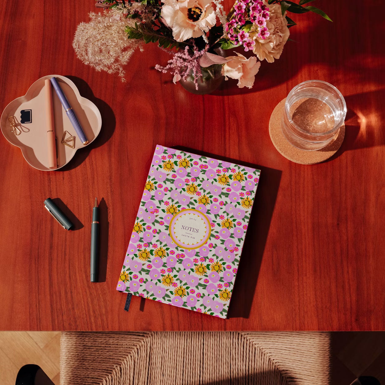 Floral, floral illustration, pink flowers,  Hand drawn ribbons, Pink Ribbons, Ribbons Notebook, Journal, Graphic Notebook, Typography Notebook, Plain Notebook, Ruled Notebook, Dotted Notebook, Bullet Journal, Personalised Notebook, Custom Notebook